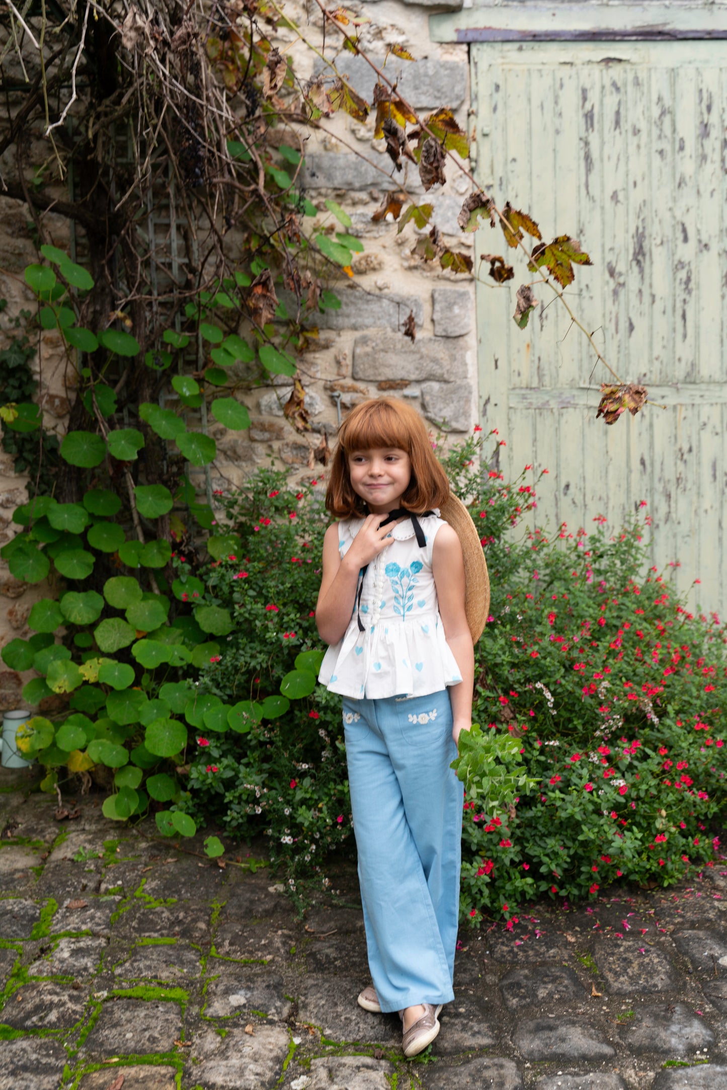 Pantalon polka bleu