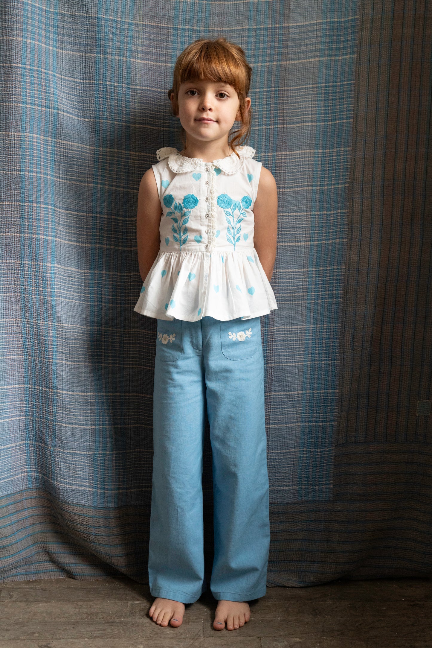 Pantalon polka bleu