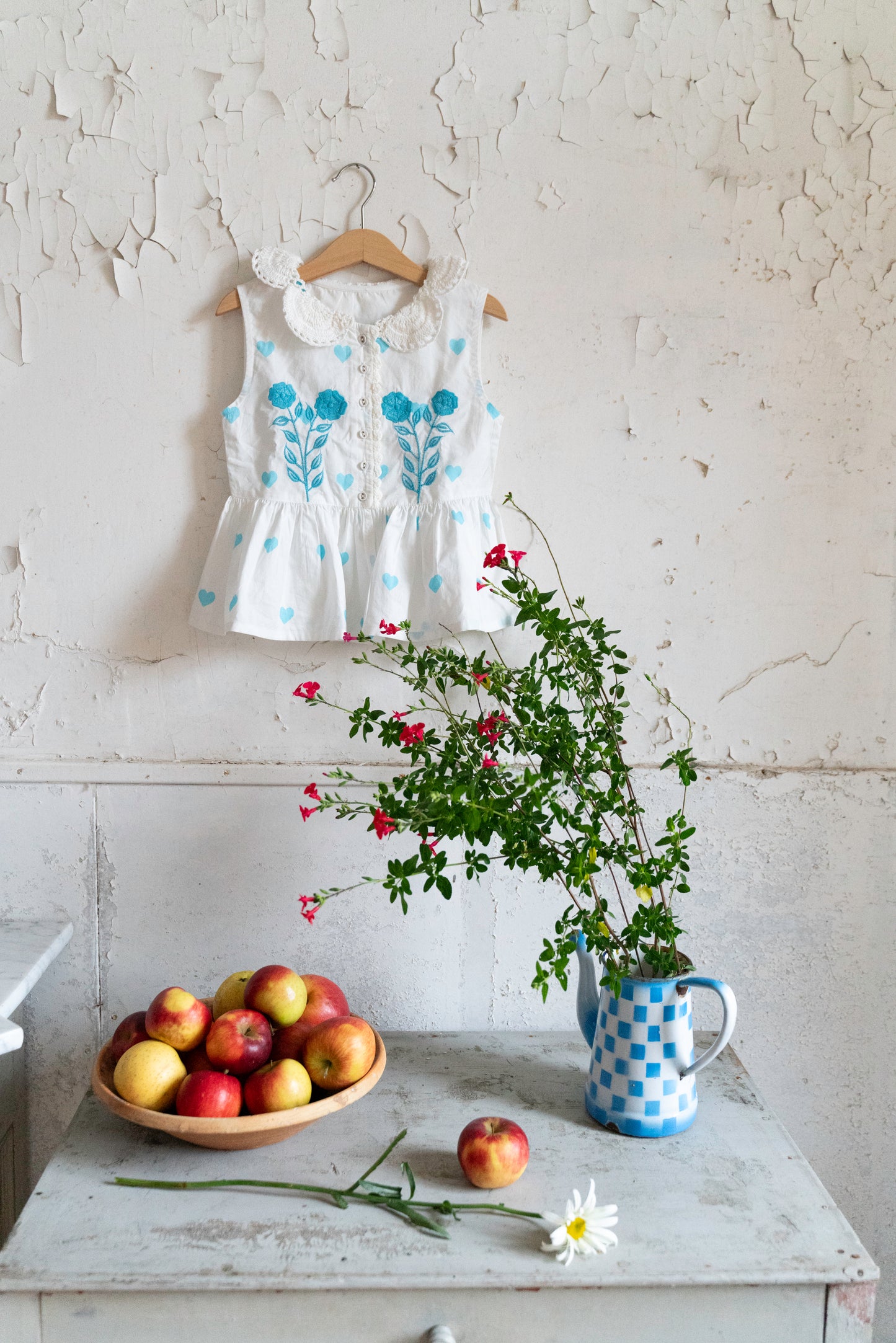 Haut Marguerite cœurs bleus