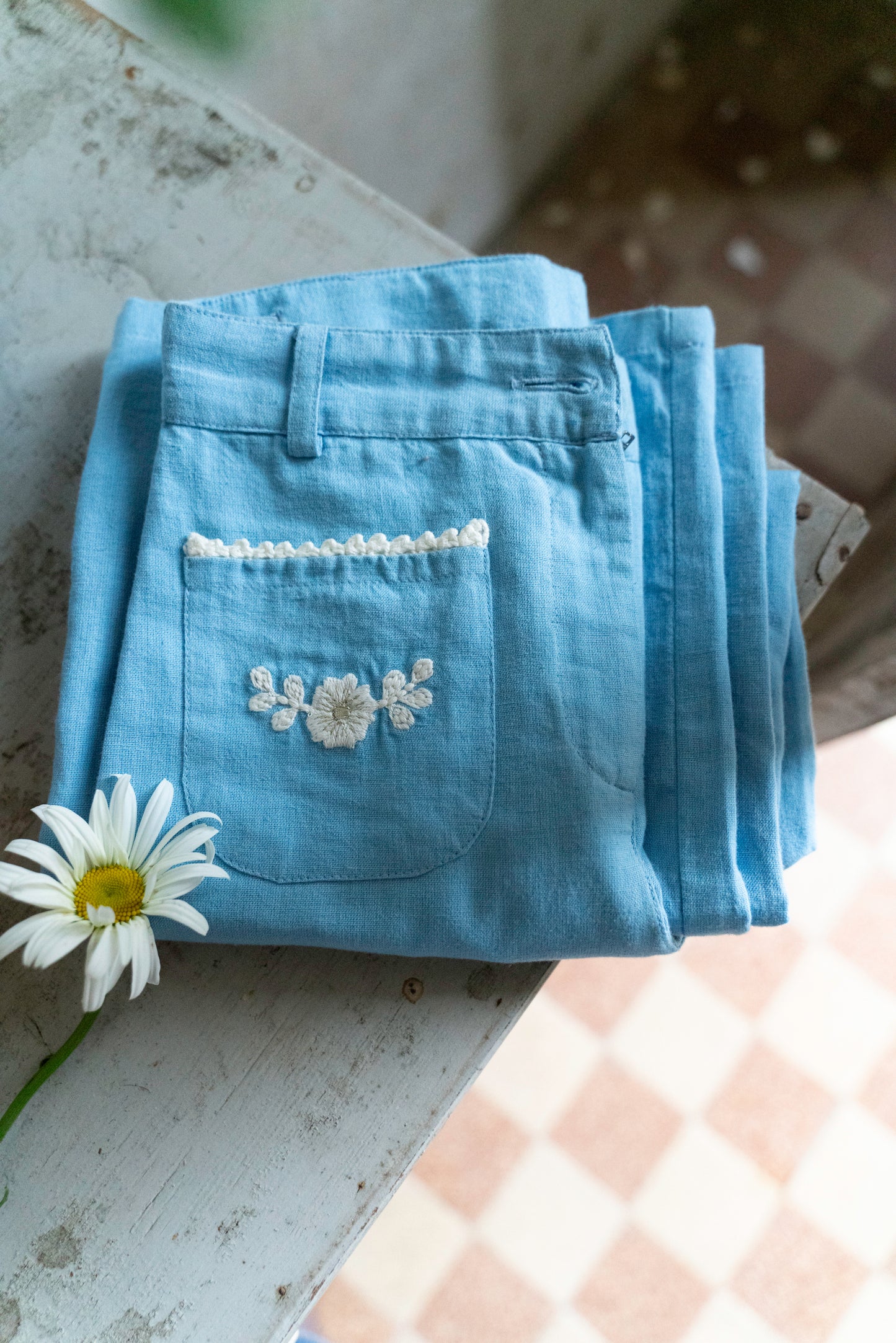 Pantalon polka bleu