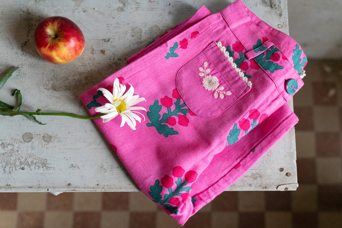 Pantalon polka fuschia