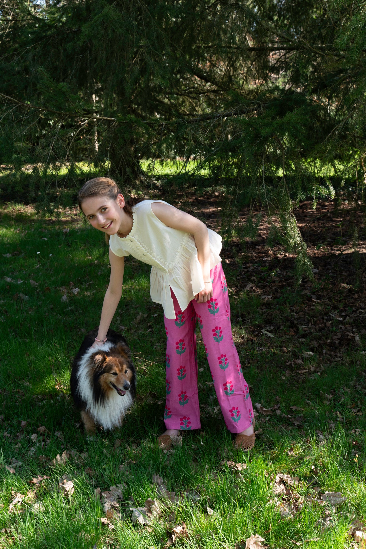 Pantalon polka fuschia