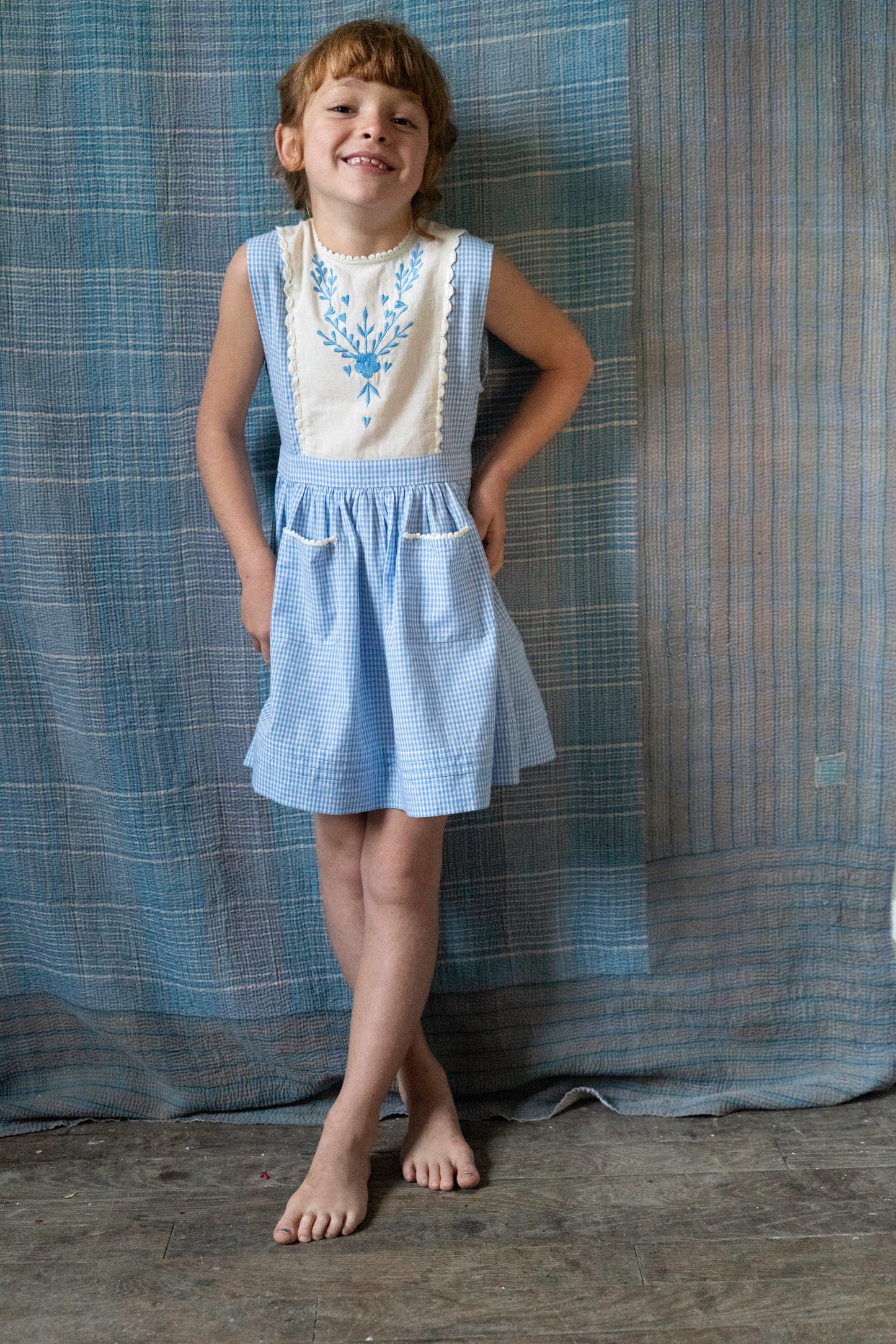 Rosalie blue gingham dress